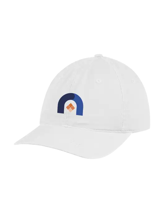 Garment Washed Unstructured Twill White Cap w/Novo Icon