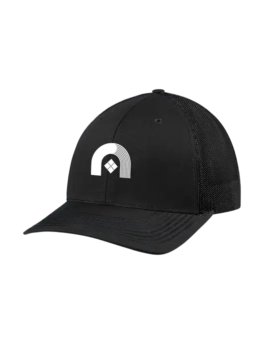 Richardson Adjustable Snapback Original 112 Trucker Cap Black w/Black Mesh w/Novo Icon