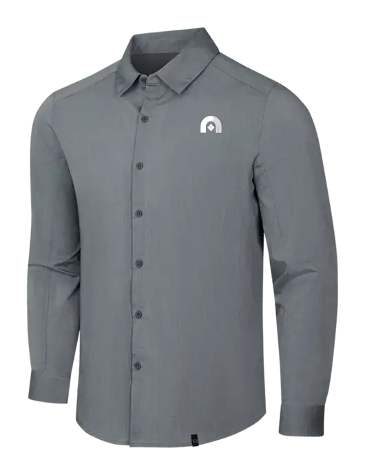 OGIO Medium Grey Heather Commuter Woven Shirt w/Novo Icon