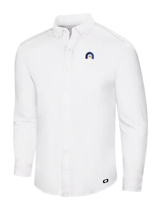 OGIO Bright White Modern Code Stretch Button-Up Shirt w/Novo Icon