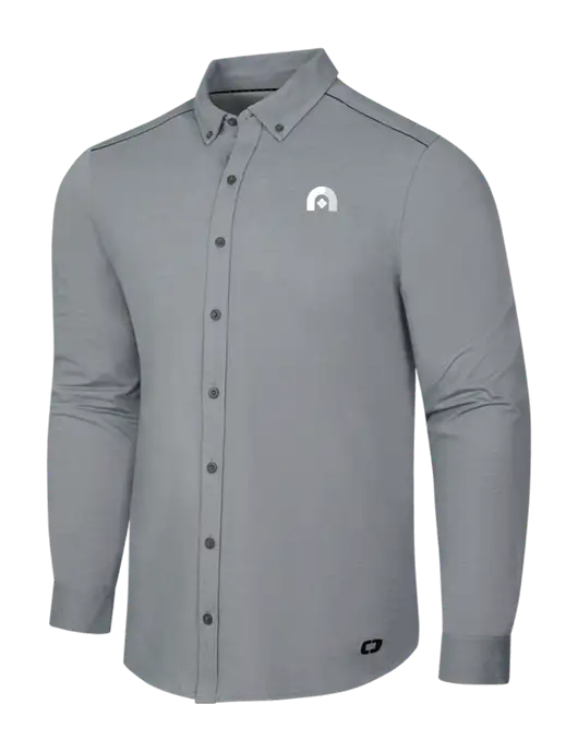 OGIO Medium Grey Heather Modern Code Stretch Button-Up Shirt w/Novo Icon