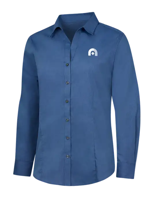 Light Navy Womens Crosshatch Easy Care Shirt w/Novo Icon