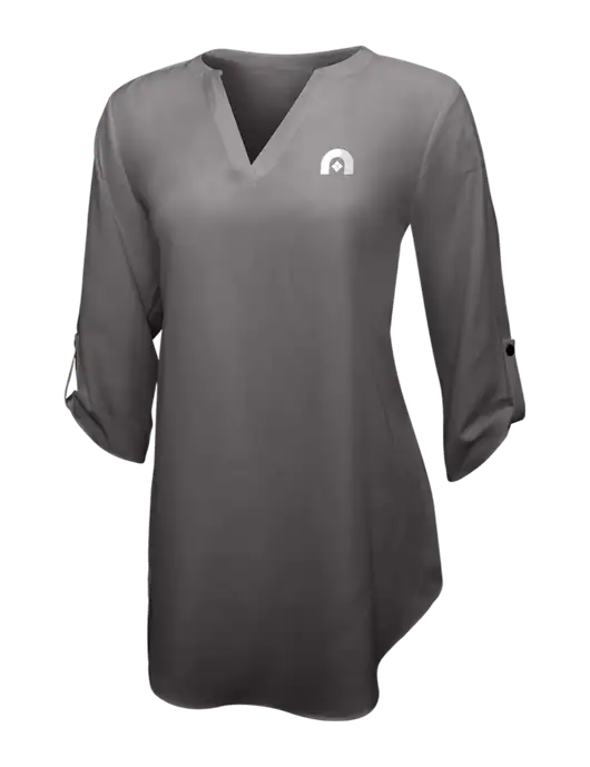 Dark Grey Womens 3/4 Sleeve Tunic Blouse w/Novo Icon