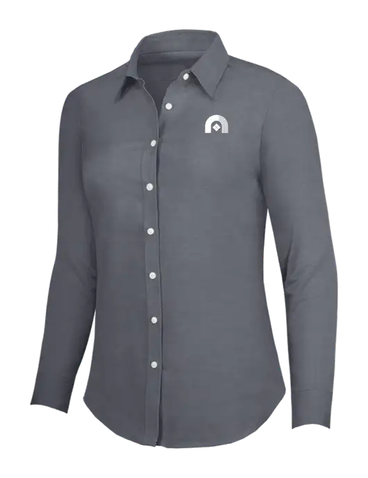 Dark Grey Womens SuperPro Oxford Shirt w/Novo Icon