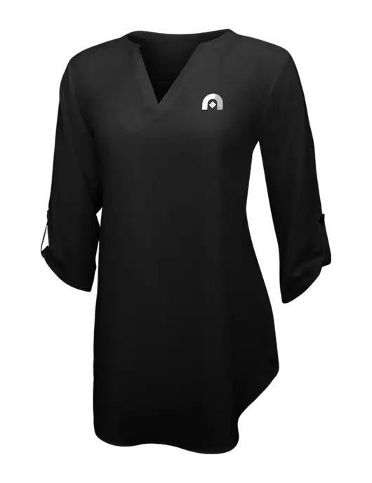 Womens Black 3/4 Sleeve Tunic Blouse w/Novo Icon