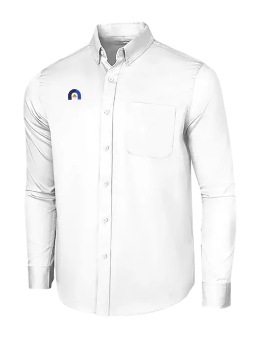 Long Sleeve White Superpro React Twill Shirt w/Novo Icon