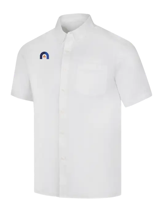 Short Sleeve White Superpro React Twill Shirt w/Novo Icon