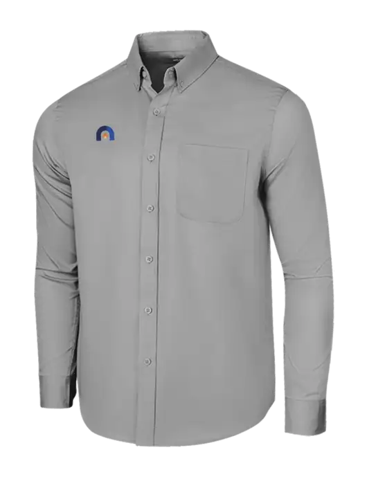 Long Sleeve Light Grey Superpro React Twill Shirt w/Novo Icon