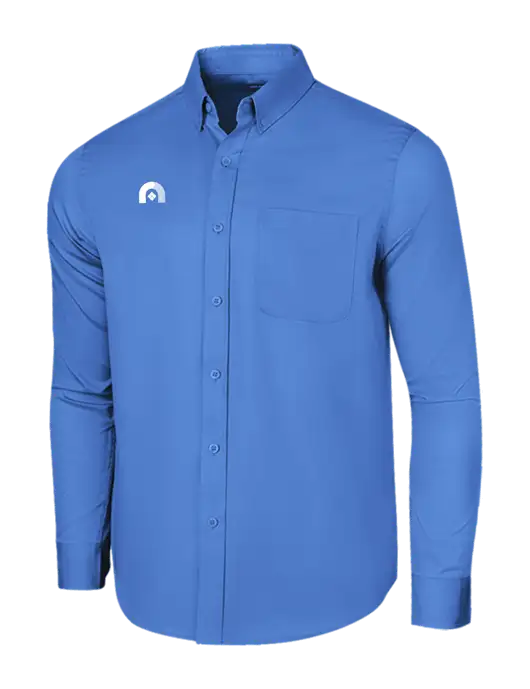Long Sleeve Dark Carolina Blue Superpro React Twill Shirt w/Novo Icon