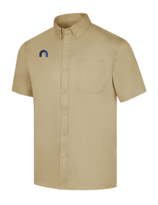 Short Sleeve Dark Tan Superpro React Twill Shirt w/Novo Icon