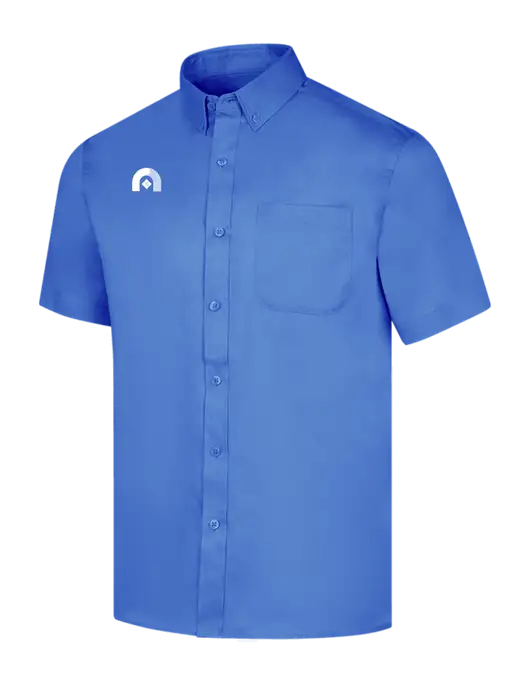 Short Sleeve Dark Carolina Blue Superpro React Twill Shirt w/Novo Icon