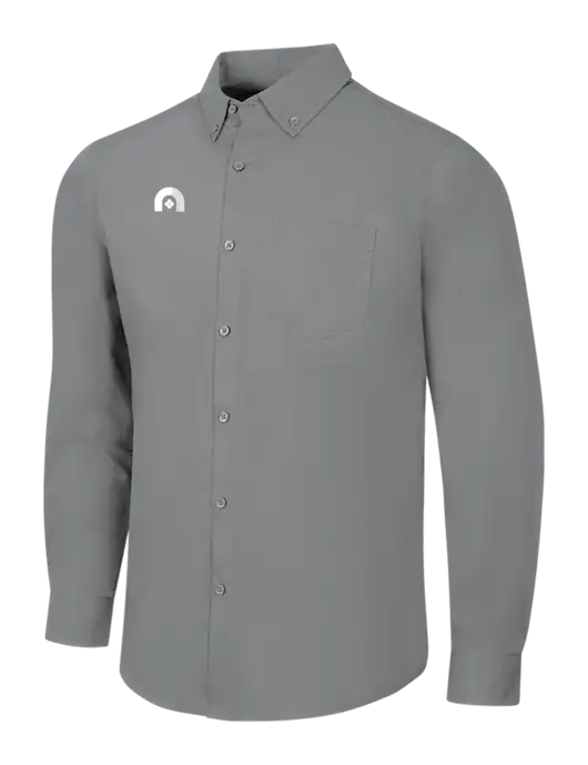 Medium Grey Long Sleeve Carefree Poplin Shirt w/Novo Icon