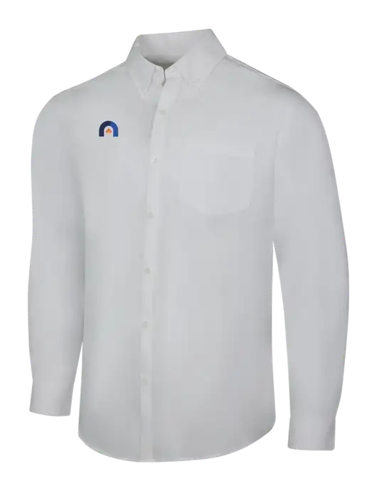 White Long Sleeve Carefree Poplin Shirt w/Novo Icon