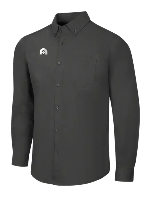 Dark Grey Long Sleeve Carefree Poplin Shirt w/Novo Icon