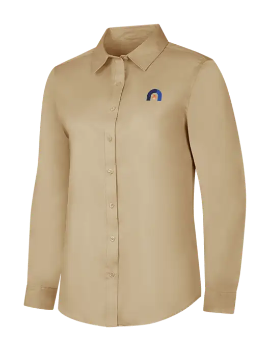Dark Tan Womens Long Sleeve Superpro React Twill Shirt w/Novo Icon