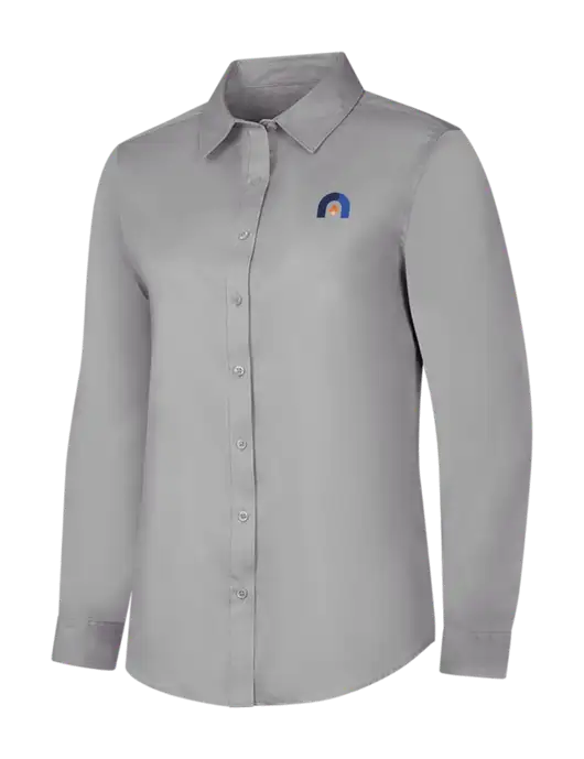 Light Grey Womens Long Sleeve Superpro React Twill Shirt w/Novo Icon