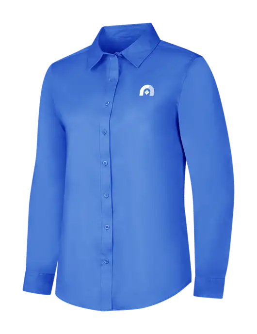 Dark Carolina Blue Womens Long Sleeve Superpro React Twill Shirt w/Novo Icon