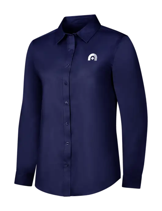 Navy Womens Long Sleeve Superpro React Twill Shirt w/Novo Icon