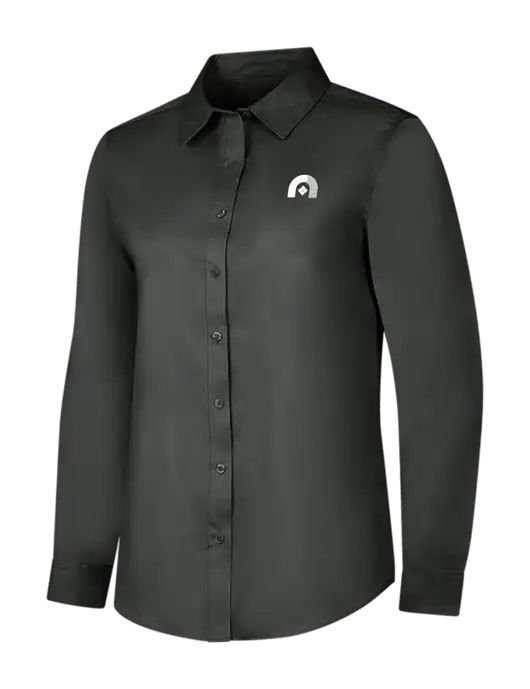 Dark Grey Womens Long Sleeve Superpro React Twill Shirt w/Novo Icon