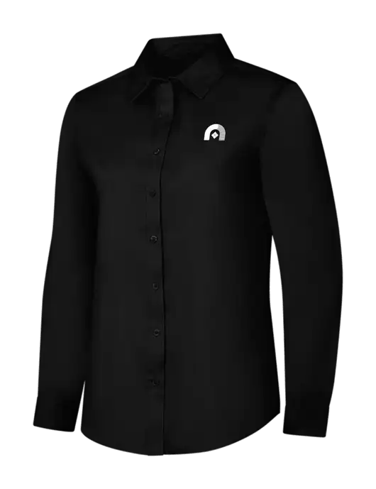 Womens Black Long Sleeve Superpro React Twill Shirt w/Novo Icon