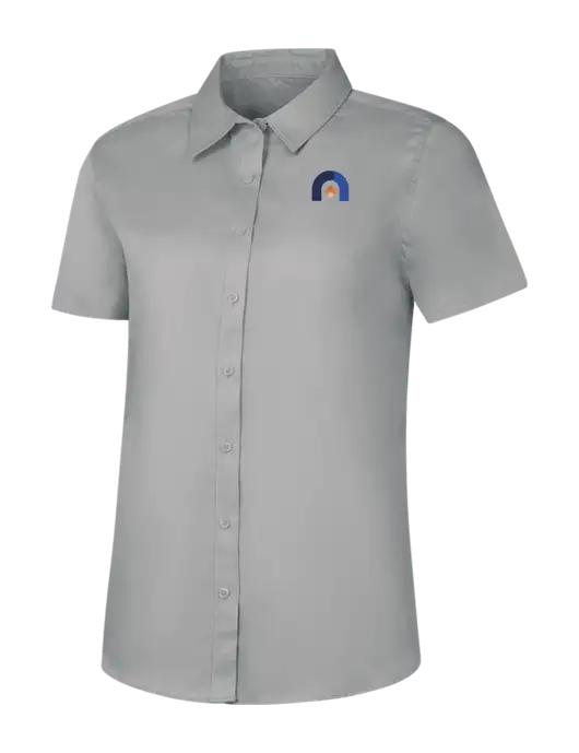 Womens Light Grey Short Sleeve Superpro React Twill Shirt w/Novo Icon