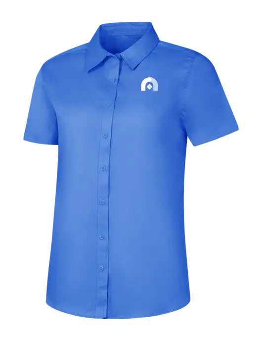 Womens Dark Carolina Blue Short Sleeve Superpro React Twill Shirt w/Novo Icon