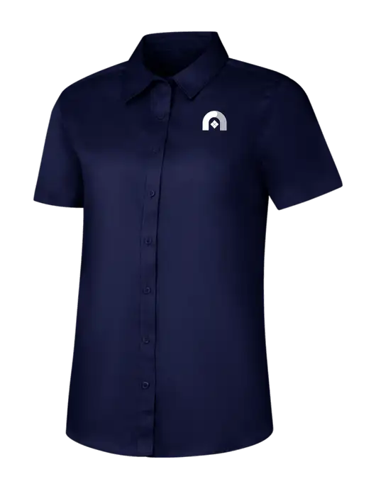 Womens Navy Short Sleeve Superpro React Twill Shirt w/Novo Icon
