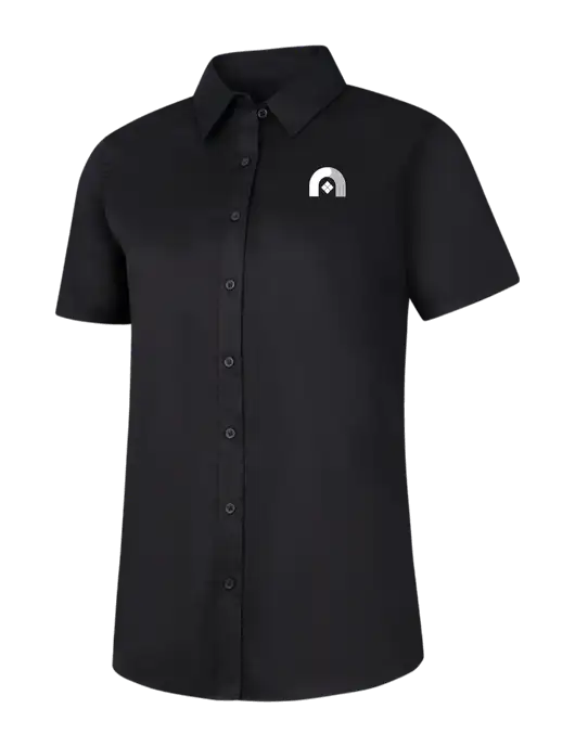 Womens Black Short Sleeve Superpro React Twill Shirt w/Novo Icon