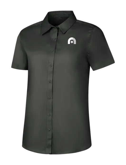 Womens Dark Grey Short Sleeve Superpro React Twill Shirt w/Novo Icon