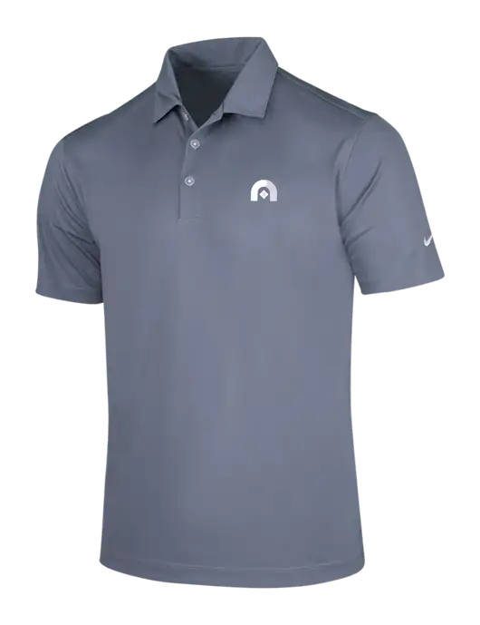 NIKE Medium Grey Dri-Fit Vertical Mesh Polo w/Novo Icon