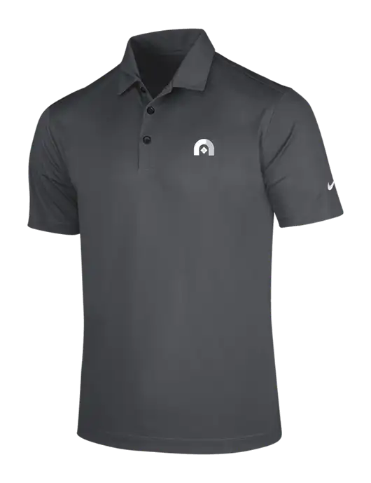 NIKE Dark Grey Dri-Fit Vertical Mesh Polo w/Novo Icon