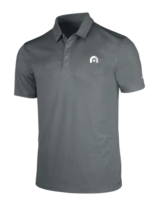 NIKE Medium Grey Dri-Fit Embossed Tri-Blade Polo w/Novo Icon