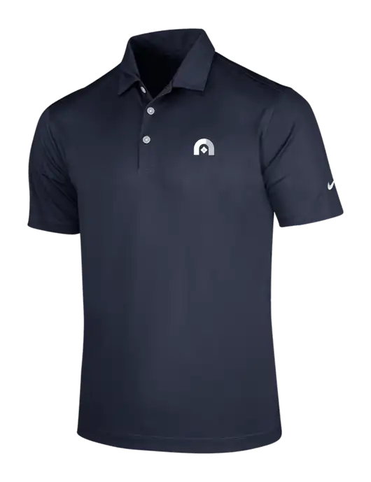 NIKE Dark Navy Dri-Fit Vertical Mesh Polo w/Novo Icon