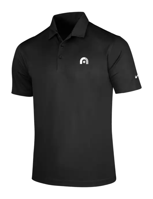 NIKE Black Dri-Fit Vertical Mesh Polo w/Novo Icon