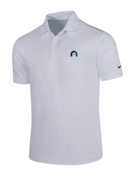 NIKE White Dri-Fit Vertical Mesh Polo w/Novo Icon