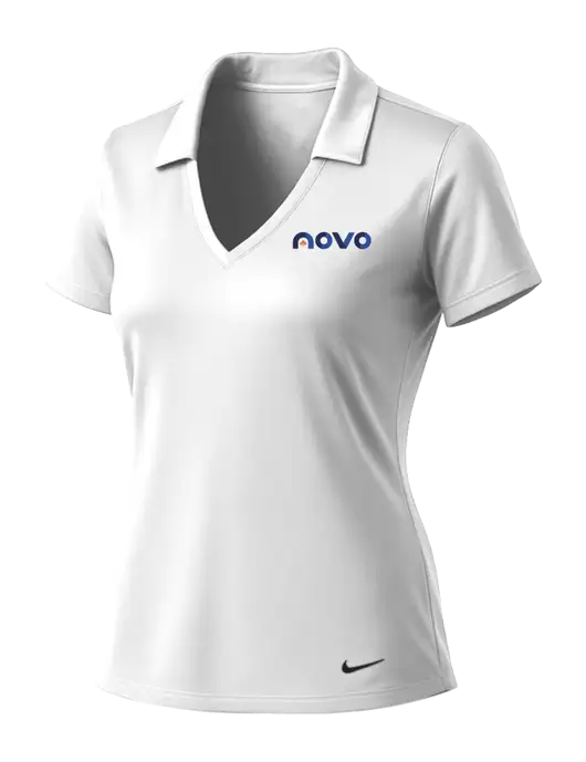 NIKE White Womens Dri-Fit Vertical Mesh Polo w/Novo Logistics Logo