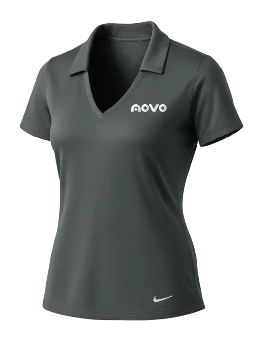 NIKE Dark Grey Womens Dri-Fit Vertical Mesh Polo w/Novo Logistics Logo