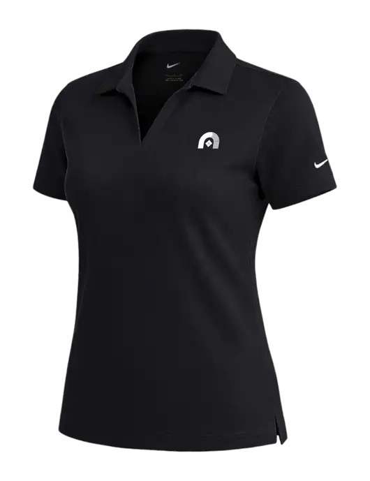 NIKE Black Womens Dri-Fit Micro Pique Polo w/Novo Icon