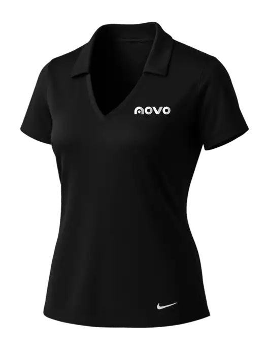 NIKE Black Womens Dri-Fit Vertical Mesh Polo w/Novo Logistics Logo