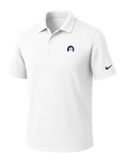 NIKE White Dri-Fit Micro Pique Polo w/Novo Icon