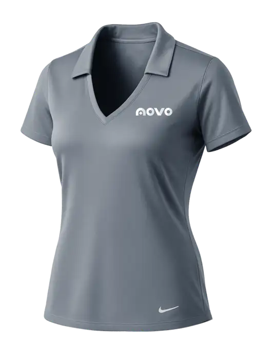 NIKE Medium Grey Womens Dri-Fit Vertical Mesh Polo w/Novo Logistics Logo