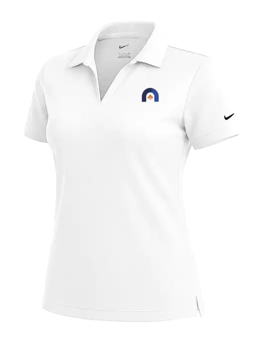 NIKE White Womens Dri-Fit Micro Pique Polo w/Novo Icon