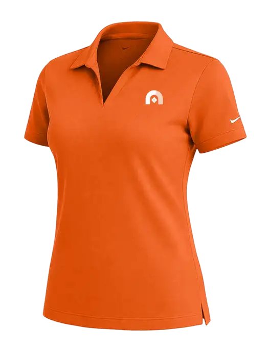 NIKE Orange Womens Dri-Fit Micro Pique Polo w/Novo Icon