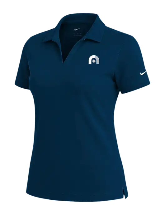 NIKE Navy Womens Dri-Fit Micro Pique Polo w/Novo Icon