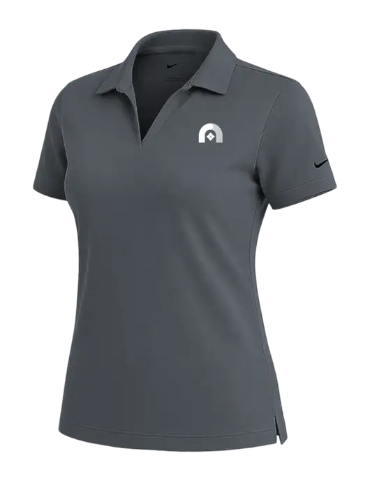 NIKE Dark Grey Womens Dri-Fit Micro Pique Polo w/Novo Icon