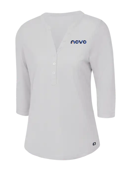 OGIO Bright White Jewel Henley w/Novo Logistics Logo