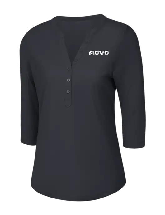 OGIO Charcoal Grey Jewel Henley w/Novo Logistics Logo