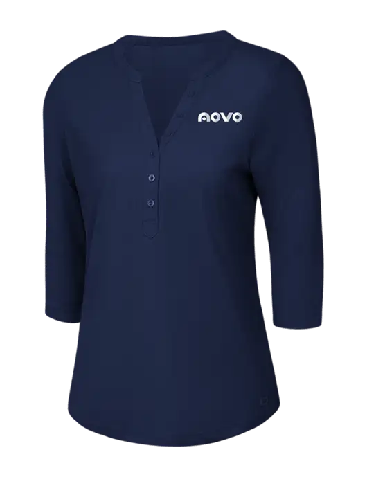 OGIO Navy Jewel Henley w/Novo Logistics Logo