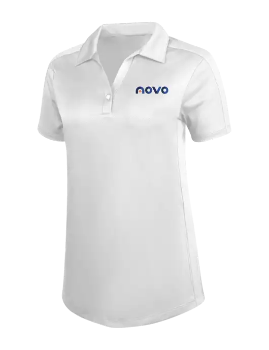 Womens White Diamond Jacquard Polo w/Novo Logistics Logo