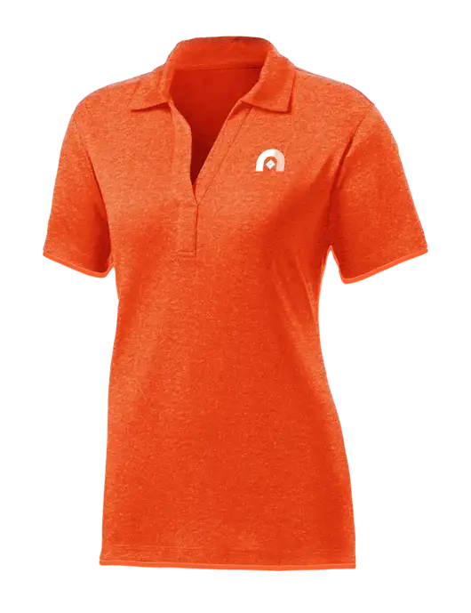Womens Orange Heather Contender Polo w/Novo Icon